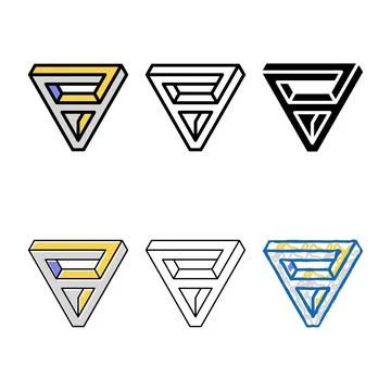 Triangle impossible geometric shape color icon vector variants Illustrazione stock
