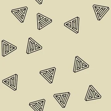 Triangle impossible geometric shape line seamless pattern Stock Illustration