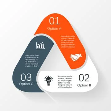 Triangle infographic, diagram, presentation 3 options Stock Illustration