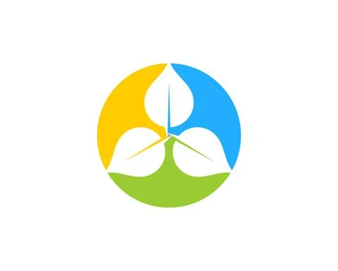 Triangle leaf silhouette in the circle logo Illustrazione stock