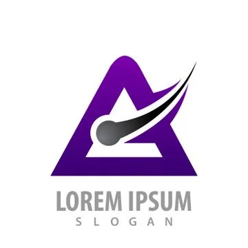 Triangle letter A with comet logo concept design. Symbol graphic template ele Illustrazione stock