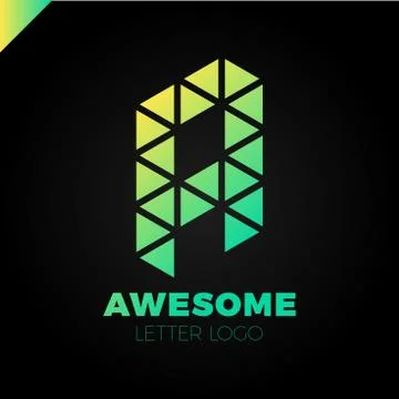 Triangle Letter A Logo Icon. Simple isometric logotype Stock Illustration