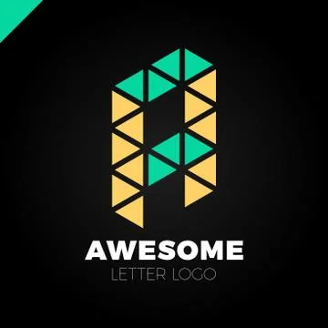Triangle Letter A Logo Icon. Simple isometric logotype Stock Illustration