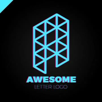 Triangle Letter A Logo Icon. Simple isometric logotype Illustrazione stock