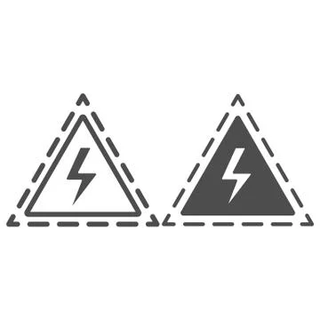 Triangle with lightning line and solid icon, science concept, Danger high Stockillustratie