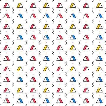 Triangle with lightning on white background. Seamless repeating pattern. Geom 스톡 일러스트