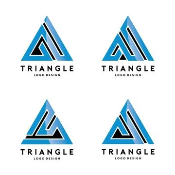Triangle Line Shape Logo Design Set Stock Illustration