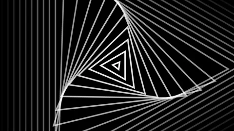 Triangle lines rotate and animation footage. black and white background Stock Footage 265253423