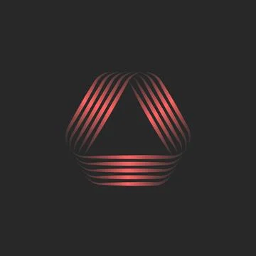 Triangle logo 3d or creative overlapping lines shape, tech icon, weaving thin Stock Illustration