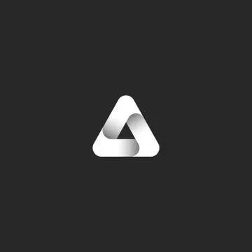 Triangle logo abstract ribbon gradient black and white style with shadows ico Stock Illustration