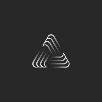 Triangle logo alliance symbol, infinity geometric shape, black and white over Illustrazione stock