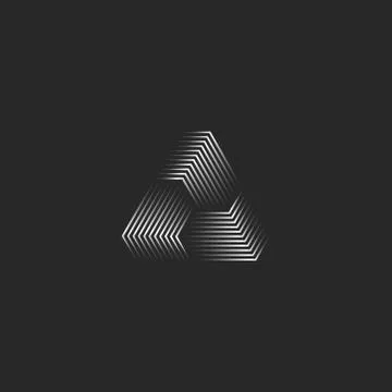 Triangle logo creative 3d pyramid shape black and white thin lines, cyber fut Stock Illustration