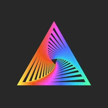 Triangle logo geometric shape, spiral perspective with rotation, cyberpunk .. Stock Illustration