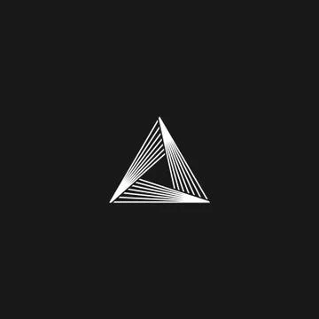 Triangle logo linear infinity geometric pyramid shape, black and white overla Illustrazione stock