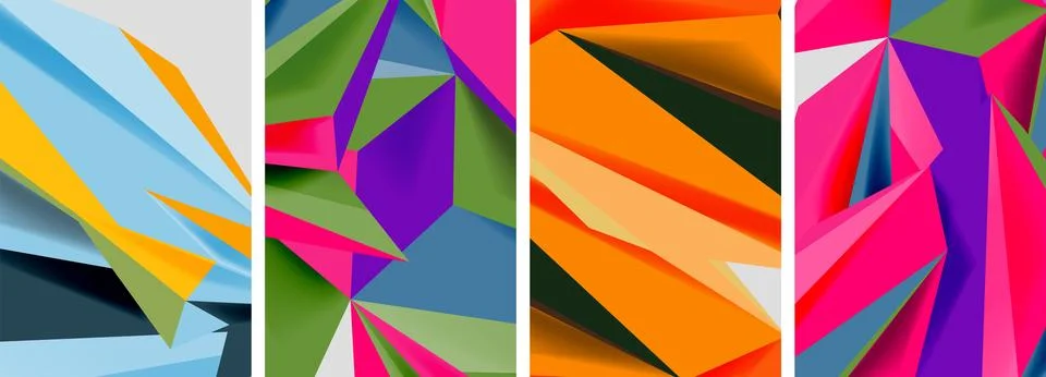 Triangle low poly mosaic posters. Vector illustration For Wallpaper, Banner Stock Illustration