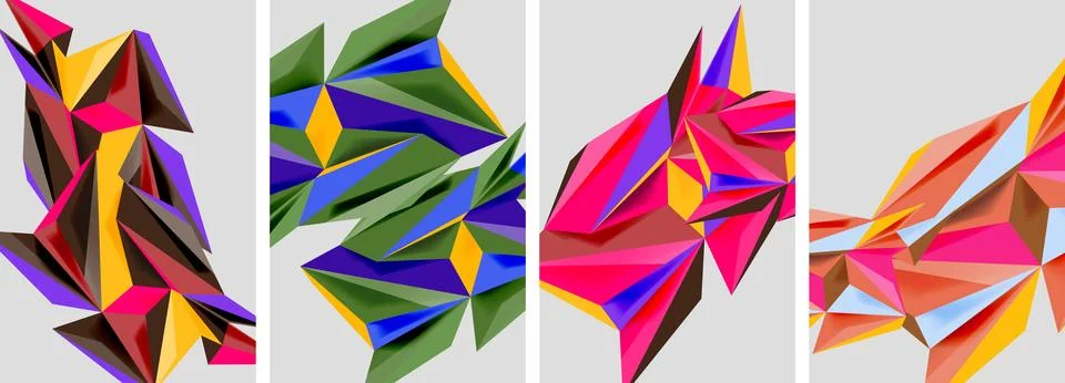 Triangle low poly mosaic posters. Vector illustration For Wallpaper, Banner Illustrazione stock