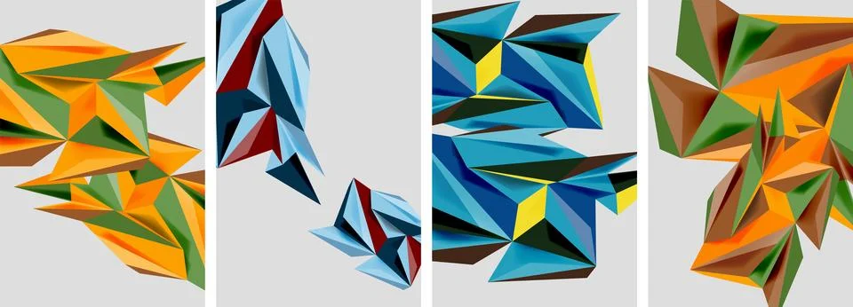 Triangle low poly mosaic posters. Vector illustration For Wallpaper, Banner 库存插图