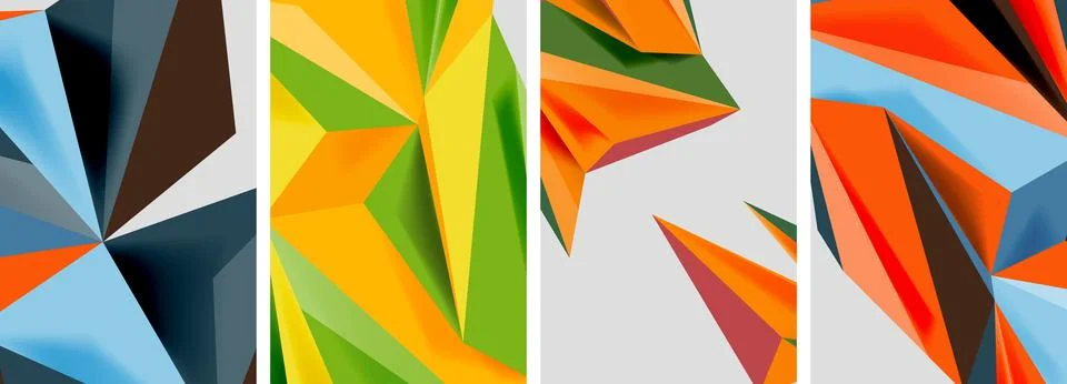 Triangle low poly mosaic posters. Vector illustration For Wallpaper, Banner Ilustração Stock