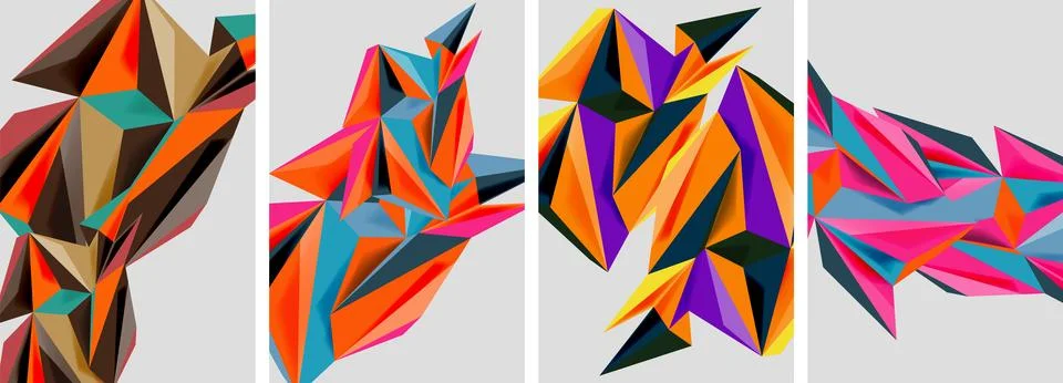 Triangle low poly mosaic posters. Vector illustration For Wallpaper, Banner Stock Illustration