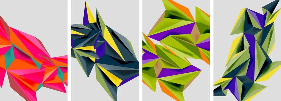 Triangle low poly mosaic posters. Vector illustration For Wallpaper, Banner Ilustração Stock