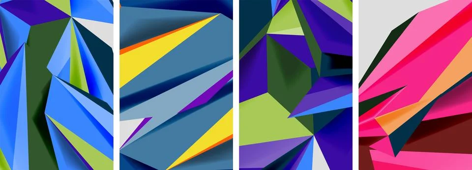 Triangle low poly mosaic posters. Vector illustration For Wallpaper, Banner Ilustração Stock