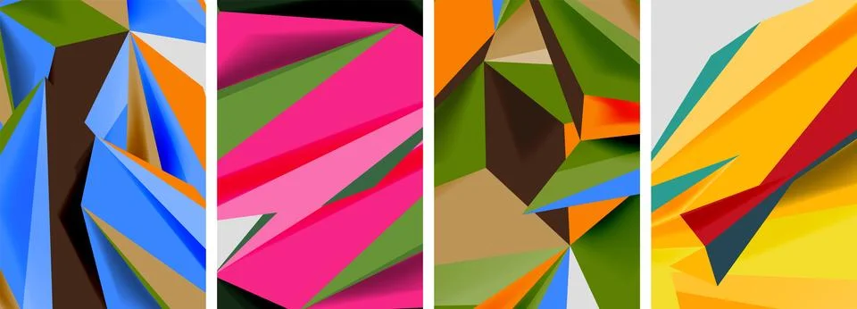 Triangle low poly mosaic posters. Vector illustration For Wallpaper, Banner Stock Illustration