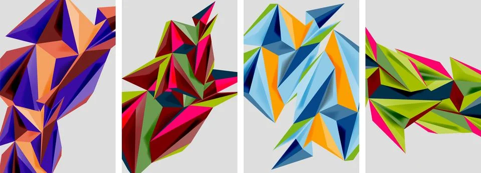 Triangle low poly mosaic posters. Vector illustration For Wallpaper, Banner Ilustração Stock