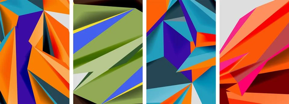 Triangle low poly mosaic posters. Vector illustration For Wallpaper, Banner Stock Illustration