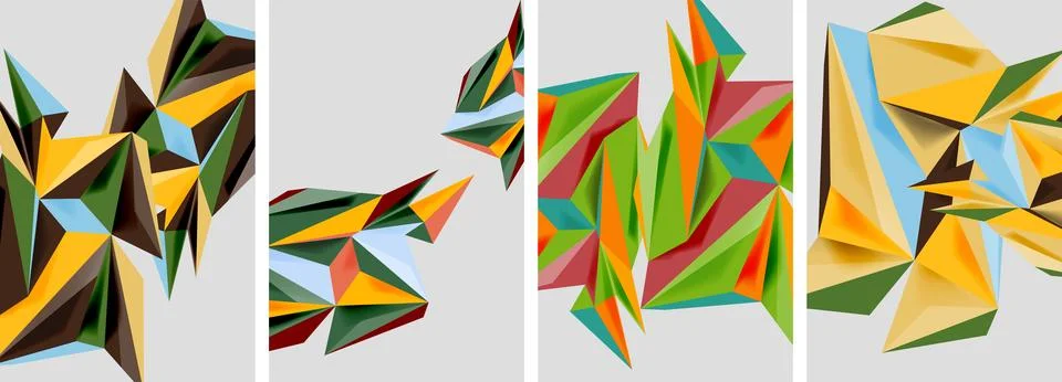 Triangle low poly mosaic posters. Vector illustration For Wallpaper, Banner Stock Illustration