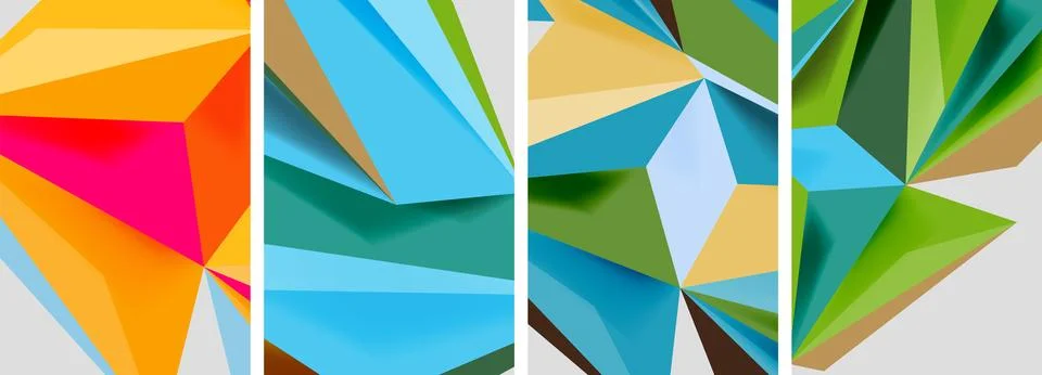 Triangle low poly mosaic posters. Vector illustration For Wallpaper, Banner Ilustração Stock