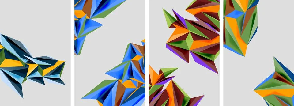 Triangle low poly mosaic posters. Vector illustration For Wallpaper, Banner Ilustração Stock