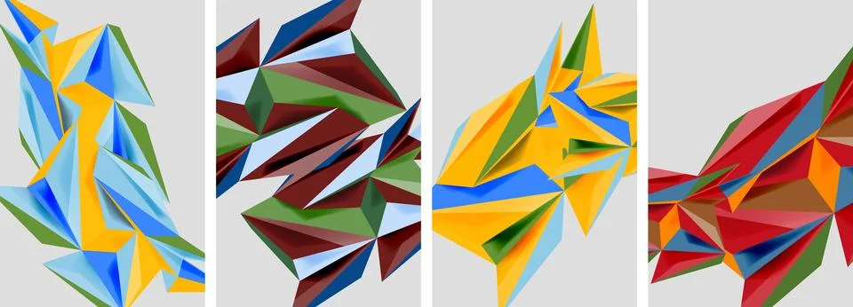 Triangle low poly mosaic posters. Vector illustration For Wallpaper, Banner Stock Illustration