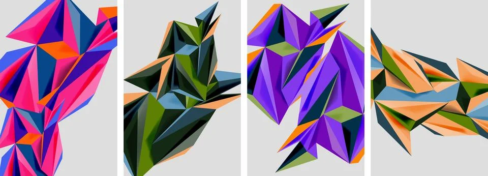 Triangle low poly mosaic posters. Vector illustration For Wallpaper, Banner Stock Illustration
