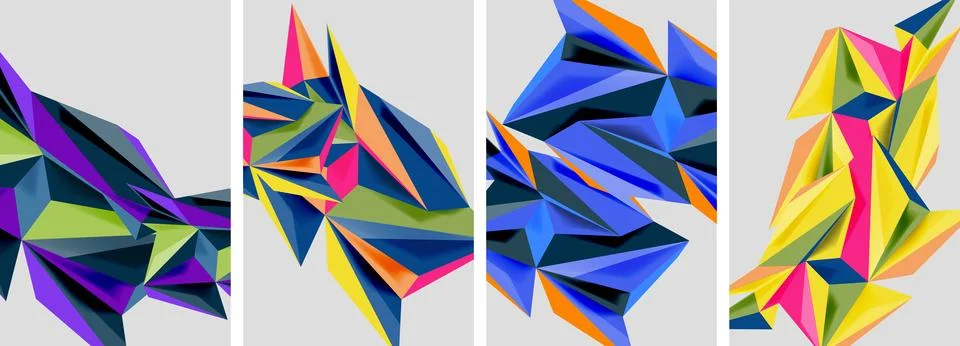 Triangle low poly mosaic posters. Vector illustration For Wallpaper, Banner Stock Illustration