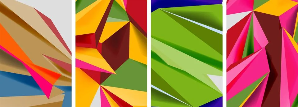 Triangle low poly mosaic posters. Vector illustration For Wallpaper, Banner Ilustração Stock
