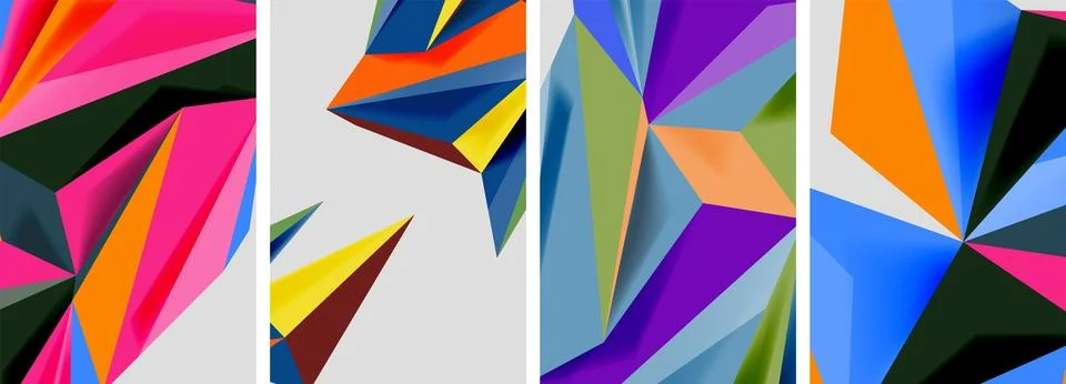 Triangle low poly mosaic posters. Vector illustration For Wallpaper, Banner Ilustração Stock