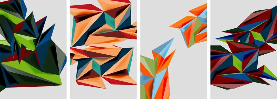 Triangle low poly mosaic posters. Vector illustration For Wallpaper, Banner Ilustração Stock