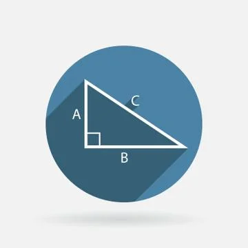 Triangle math. circle blue icon with shadow. Illustrazione stock