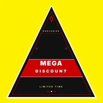 Triangle Mega Discount Badge Sharp Attention Urgent Sale Vector Stockillustratie
