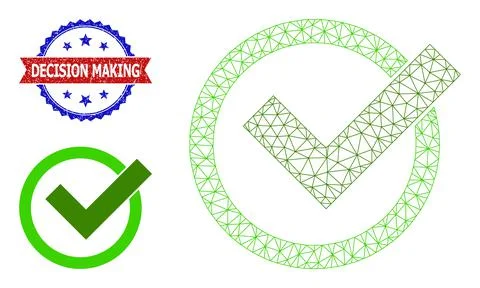 Triangle Mesh Accept Icon and Textured Bicolor Decision Making Stamp Seal Stock Illustration