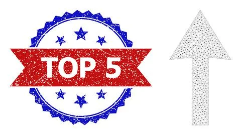 Triangle Mesh Up Arrow Icon and Unclean Bicolor Top 5 Seal Ilustração Stock