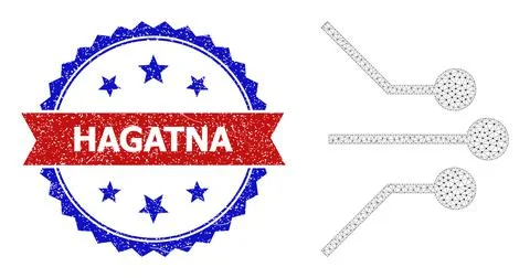 Triangle Mesh Circuit Linkages Icon and Unclean Bicolor Hagatna Seal Stock Illustration