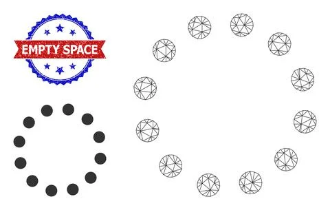 Triangle Mesh Dotted Circle Perimeter Icon and Distress Bicolor Empty Space Stock Illustration