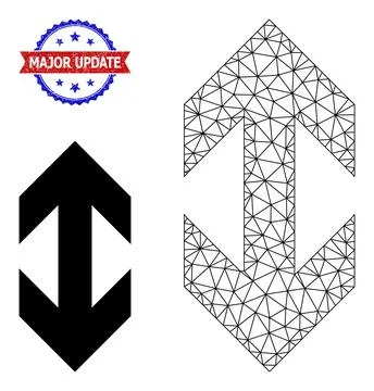 Triangle Mesh Flip Vertically Icon and Unclean Bicolor Major Update Stamp Seal Stock Illustration