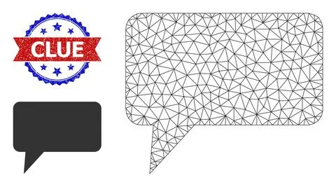 Triangle Mesh Hint Cloud Icon and Grunge Bicolor Clue Stamp Seal Stock Illustration
