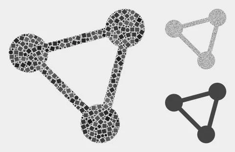 Triangle Mesh Icon Mosaics of Squares and Circles Stock Illustration