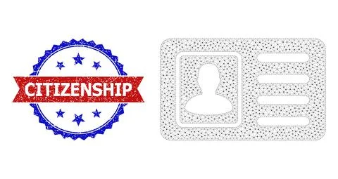 Triangle Mesh ID Card Icon and Unclean Bicolor Citizenship Stamp Stock Illustration