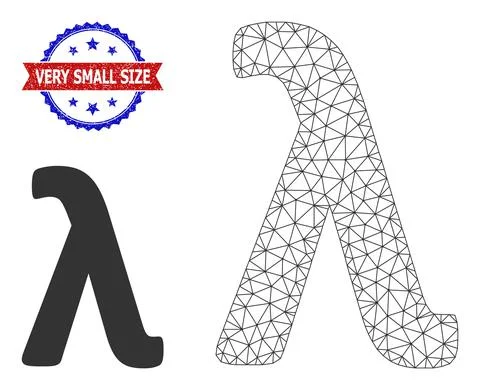 Triangle Mesh Lambda Greek Lowercase Letter Icon and Scratched Bicolor Very 스톡 일러스트