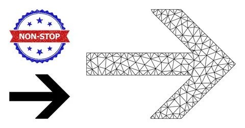 Triangle Mesh Right Arrow Icon and Unclean Bicolor Non-Stop Watermark Illustrazione stock