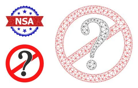 Triangle Mesh Stop Questions Icon and Scratched Bicolor NSA Seal Stock Illustration